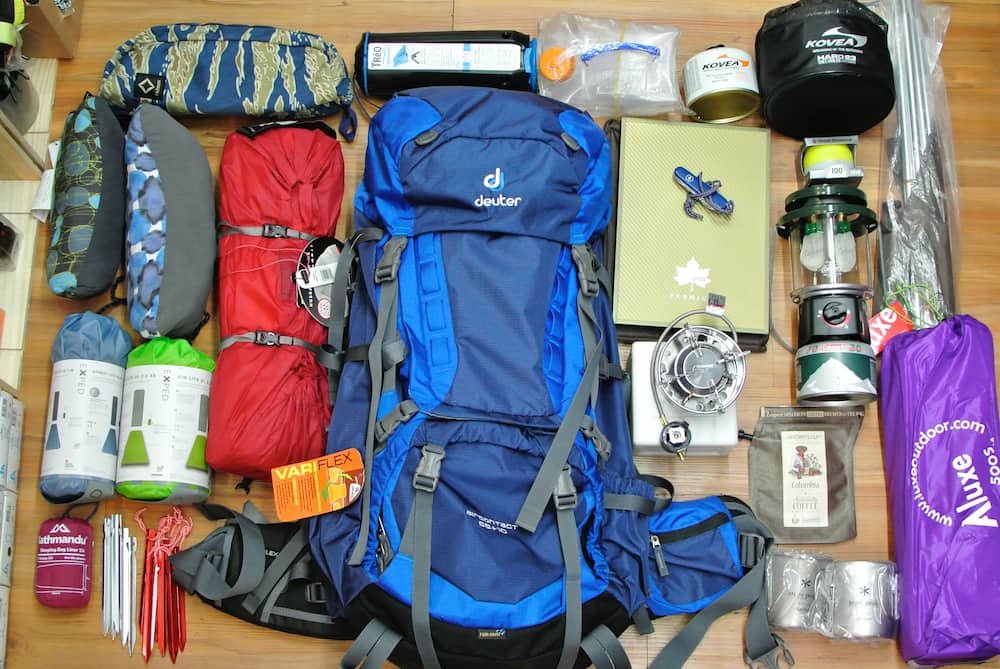 camping and hiking gear to put in season storage for the fall