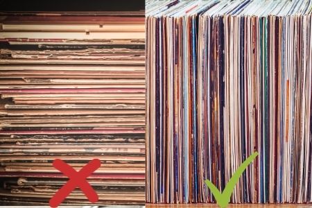 vinyl records stored flat vs vinyl records stored vertically