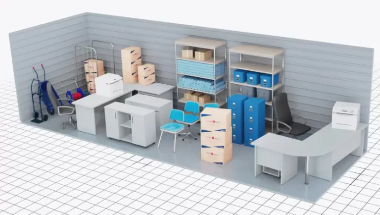 large storage unit filled with items