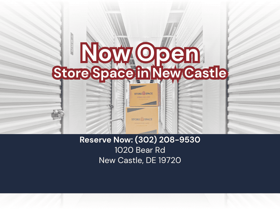 now open graphic for store space self storage new castle