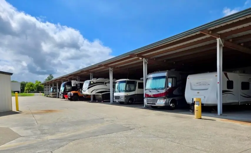 covered vehicle parking at store space self storage 11440 Blankenbaker Access Dr Louisville, KY 40299