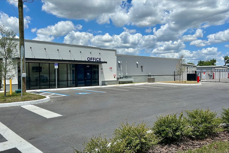 exterior photo of office and entry gate at Store Space Self Storage at 905 N Kingsway Rd Seffner, FL 33584