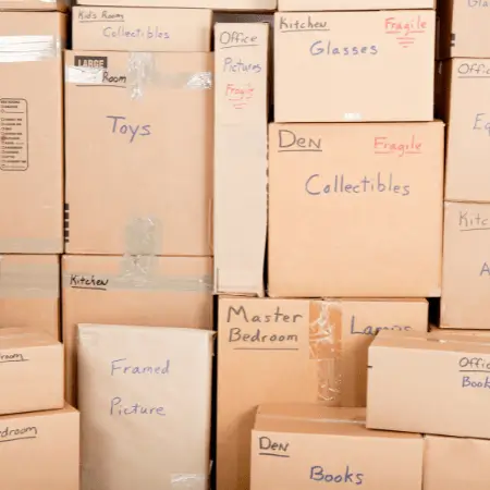 labeled moving boxes
