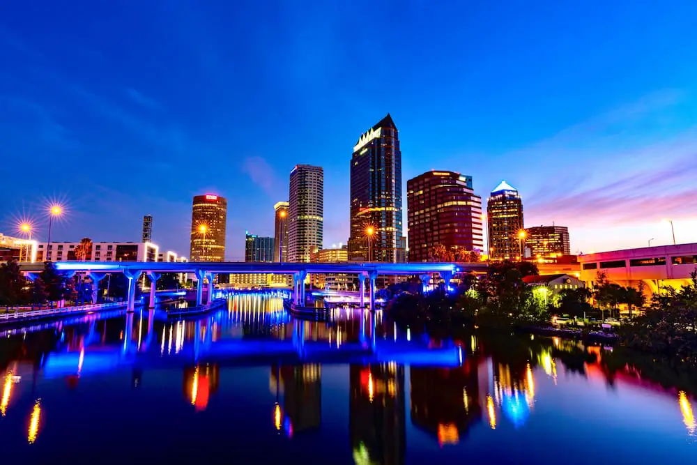 downtown tampa skyline at night-moving to tampa