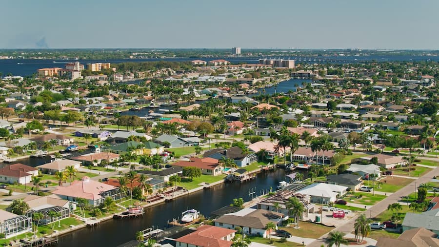aerial view of cape coral, fl