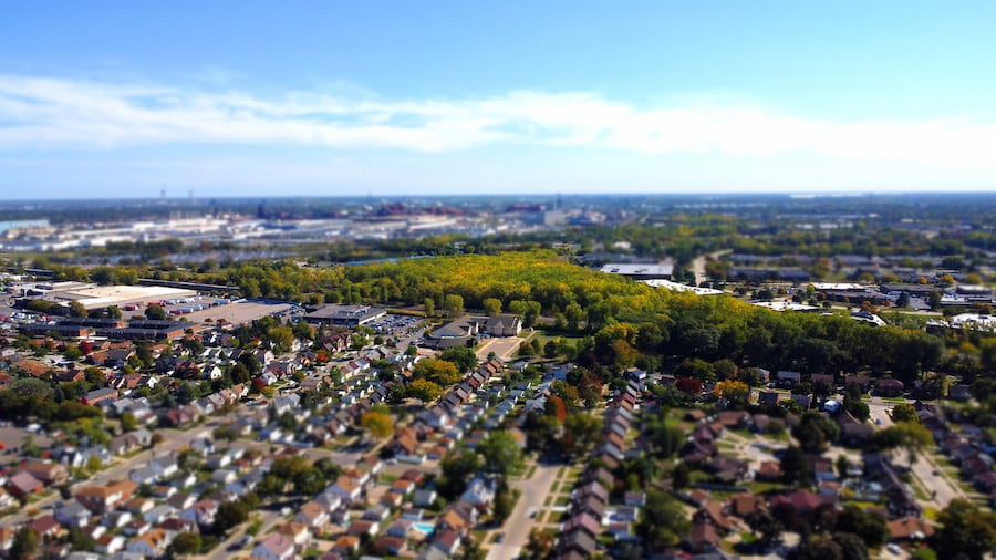 high over Dearborn, michigan