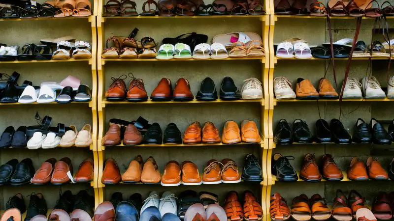 shoes stored on racks