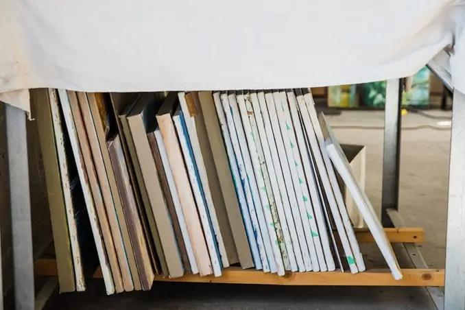 Canvas paintings stored