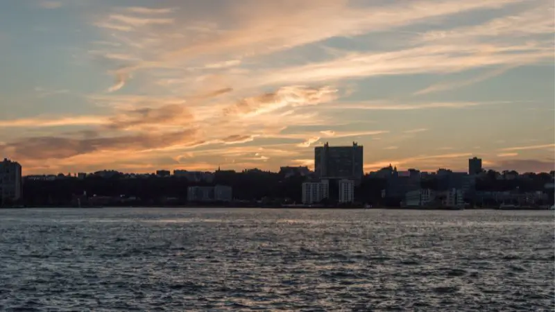 fairview nj and hudson river view during sunset