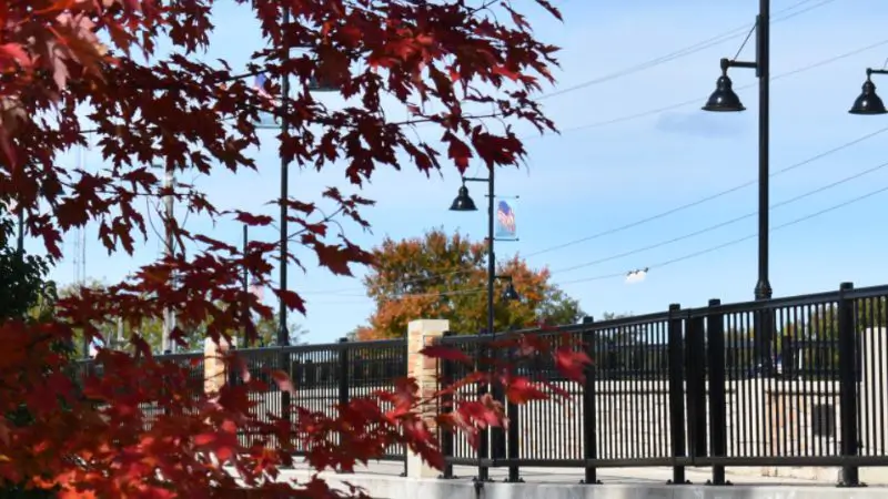 south elgin il road with lights and rails