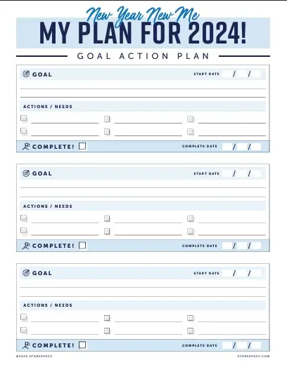PDF checklist of new year's resolutions