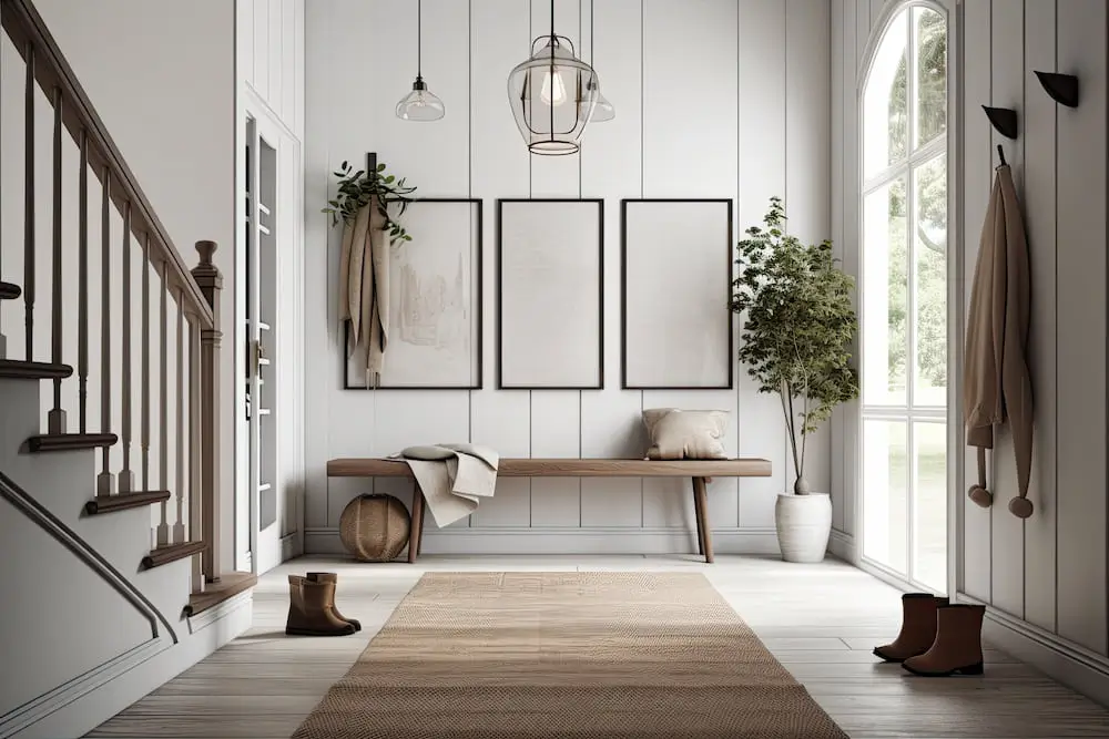 a neutral, large entryway is a good thing to organize