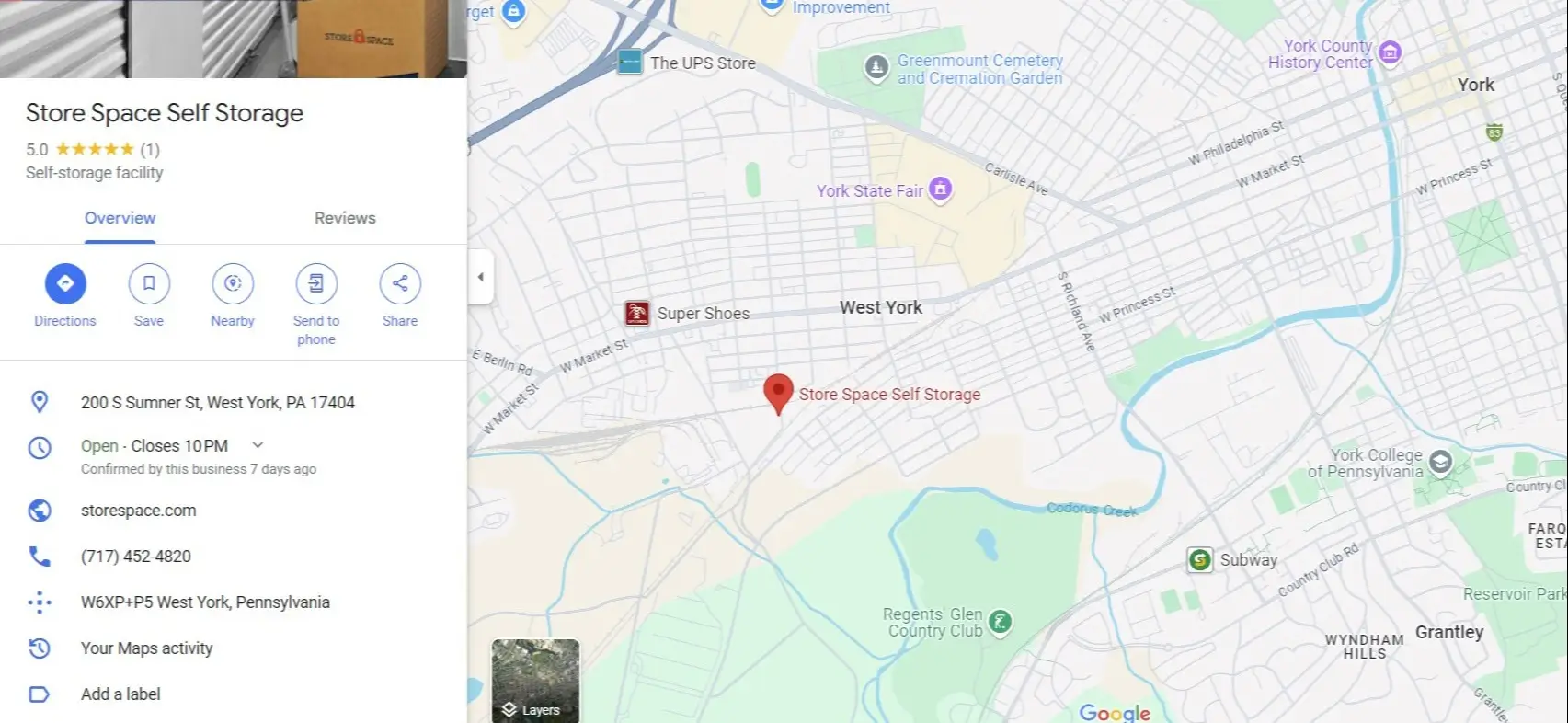 Image of a map of store space in west york pa